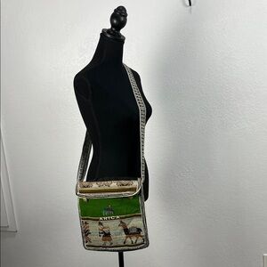 Women’s Bohemian Green Tan “Arica” Crossbody Bag Boho Casual Embroidered Chic